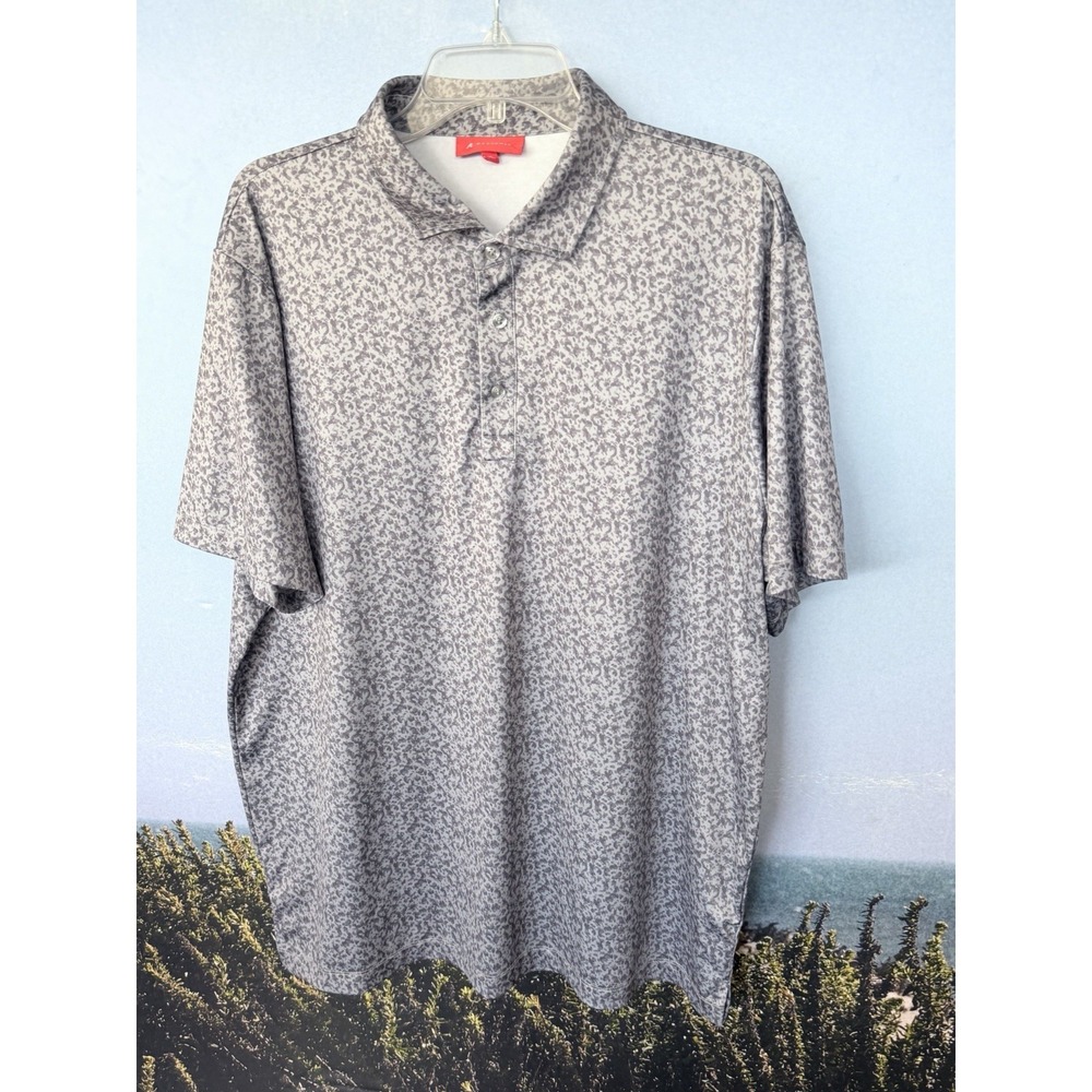 Redvanly Mens Performance Polo Shirt XL White Black Abstract Jersey Athleisure